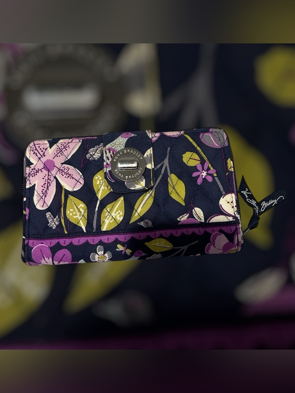 Vera Bradley Turnlock Wallet  "Floral Nightingale"